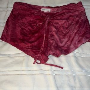 Light tye dye pink shorts with tie